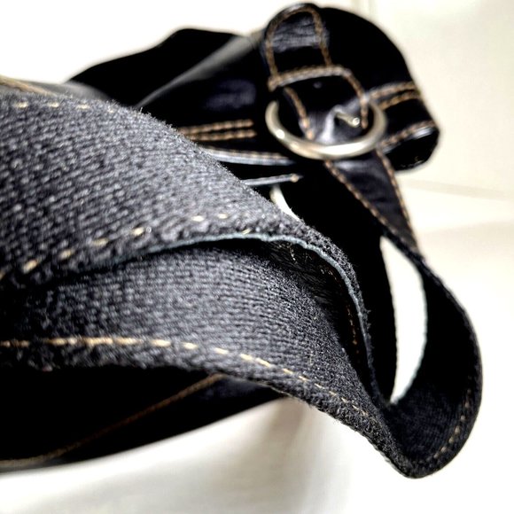 Fossil Large Black Canvas Black Leather Trim Shoulder Bag - Picture 11 of 12